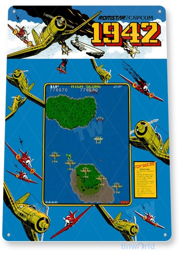 Arcade Games & Vending Llc Photos - ป้ายอาร์เคดปี 1942, ป้ายเกมอาร์เคดคลาสสิก, ป้ายโลหะสำหรับห้องเกม B063