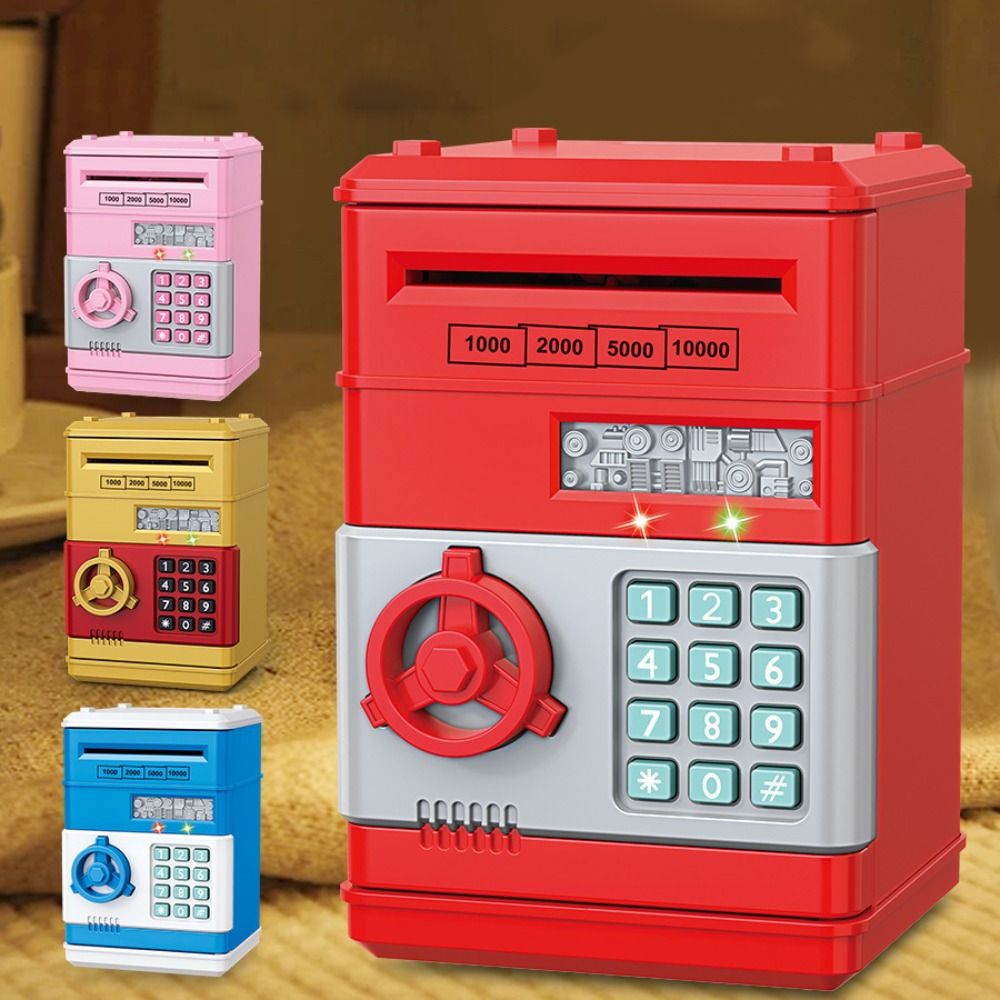 Coin Operated Kiddie Ride - Electronic Piggy Bank อัตโนมัติ Mini ปลอดภัยเหรียญประหยัดเงินกล่องรหัสผ่านเคาน์เตอร์รหัสกุญแจล็อคเหรียญ