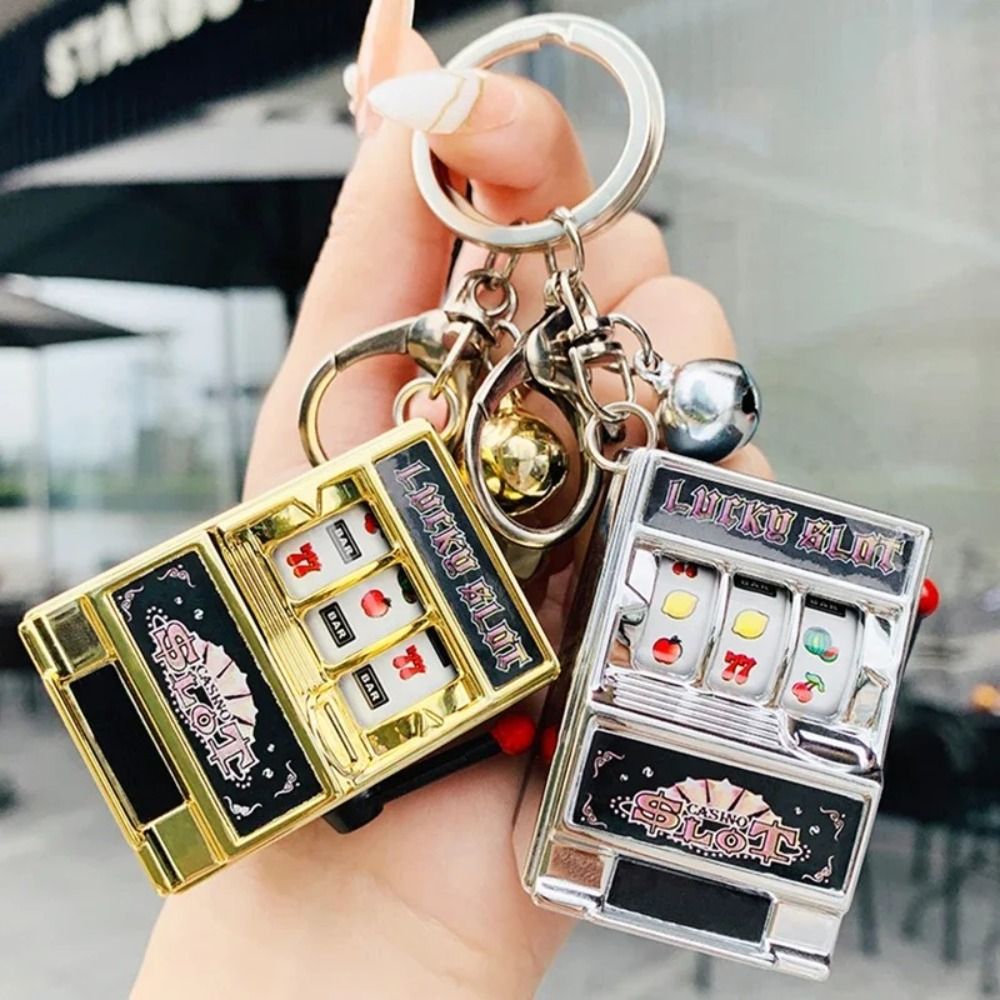 Arcade Game Jackpot - พวงกุญแจตู้สล็อตแมชชีนขนาดเล็ก ของเล่นสร้างสรรค์แบบพกพา ลวดลายผลไม้ แจ็คพอตนำโชค ของเล่นคลายเครียด ตลกๆ